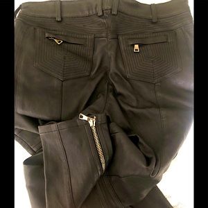 BALMAIN LAMB LEATHER MOTO PANTS WOMENS